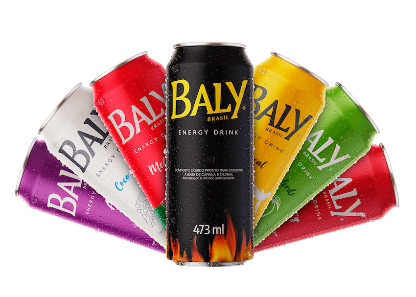Variedad de latas de Baly Energy Drink